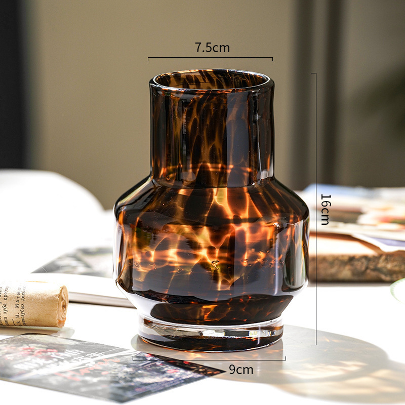 Vaso de viento de lujo ligero diseño floral de vidrio decorativo de mesa de la sala de estar