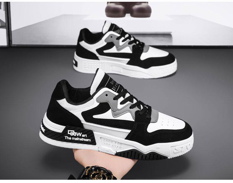 Giày thể thao nam cổ thấp đế dày tăng chiều cao chống trượt, giày sneaker phối màu đen trắng — EQ01 màu trắng, EQ01 màu đen chi tiết 19