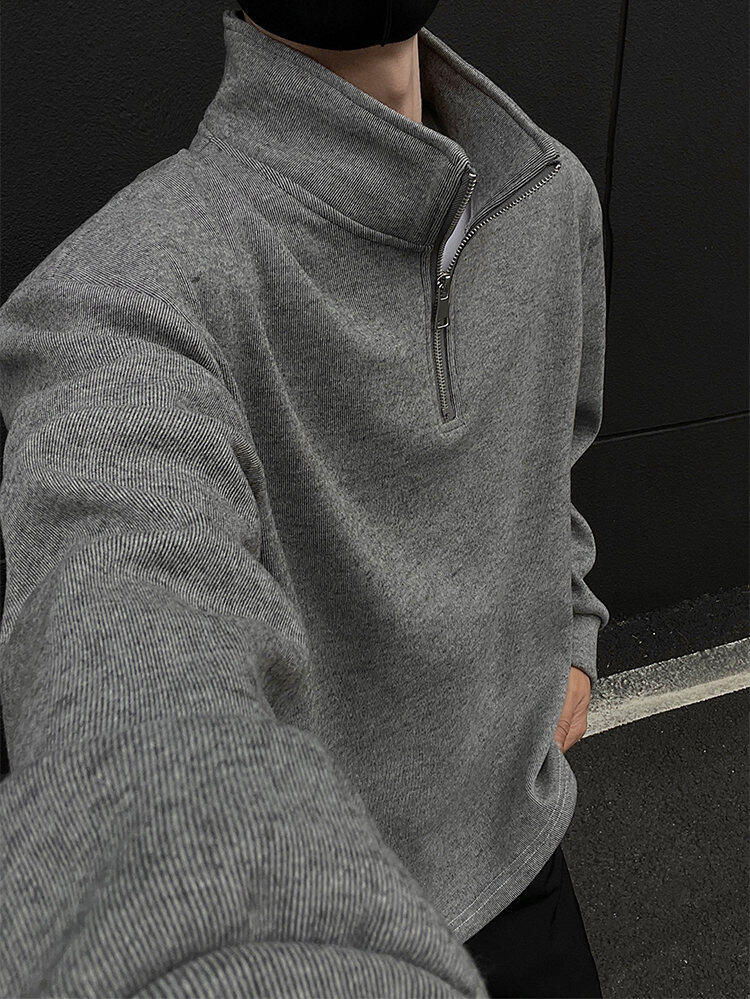 Herr half-zip sweatshirt med fleece i höst och vinter_voghion.com