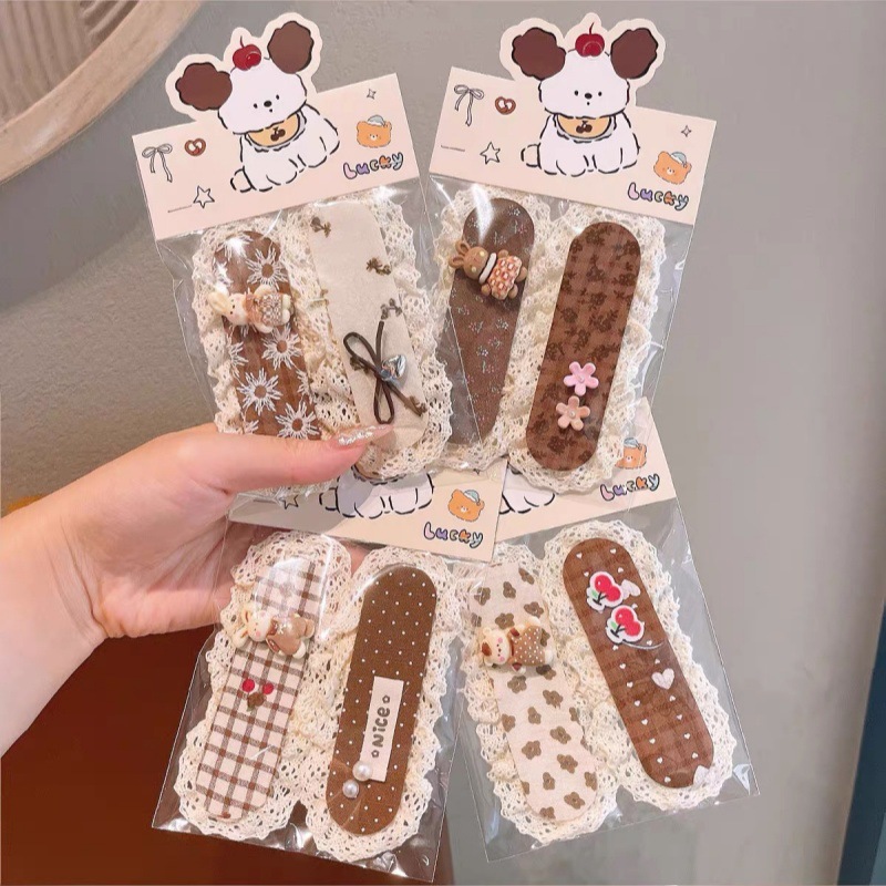 Cartoon children's magic tape lace trim, cute little girl's hair styling tool for managing flyaways, suitable for girls with thick hair, hair clip for bangs