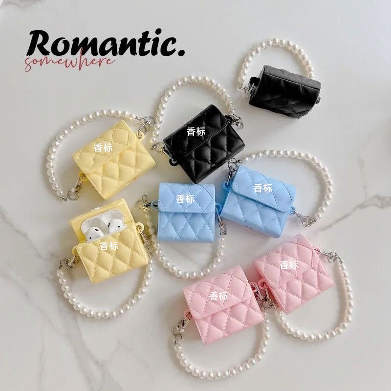 ins小香風珍珠鏈條包包airpods3保護套藍牙耳機pro3硅膠軟殼適用