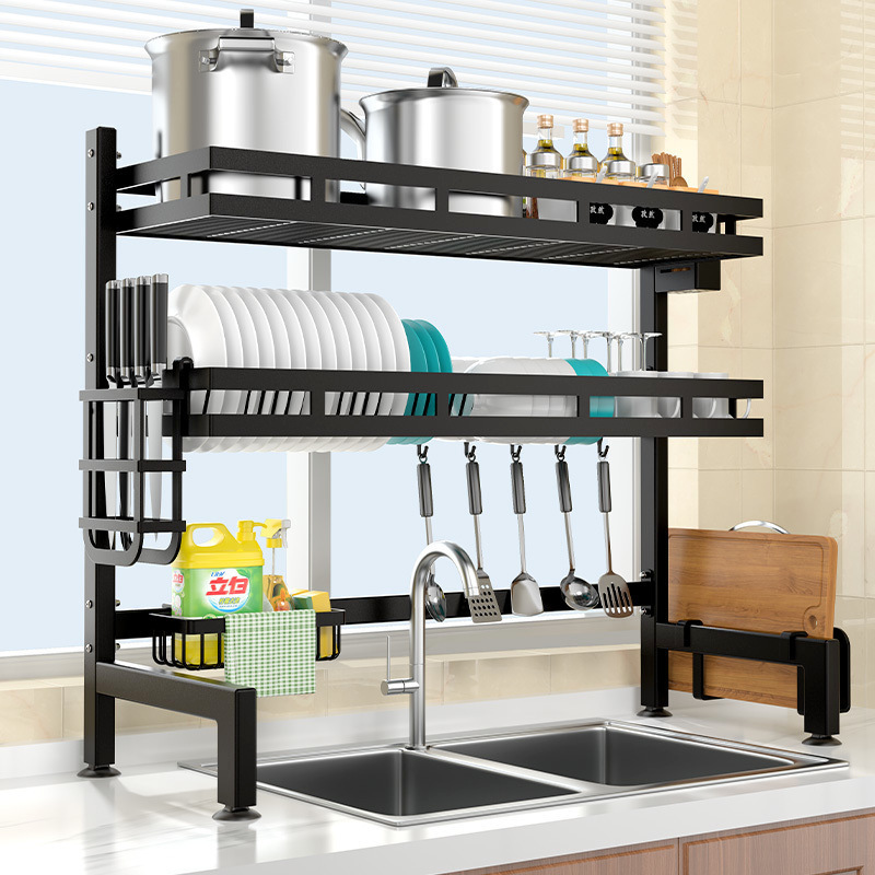 Rack de almacenamiento de platos de la cocina Rack de almacenamiento de platos multifuncional Rack de lavaplatos Rack de drenaje de agua