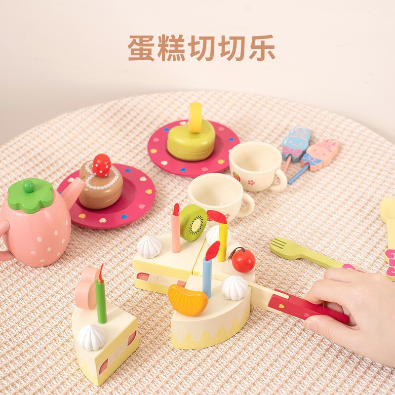 Niños fruta corte música juguete niña juego de té de la tarde pastel de cocina de bebé juego de cubo de simulación magnética