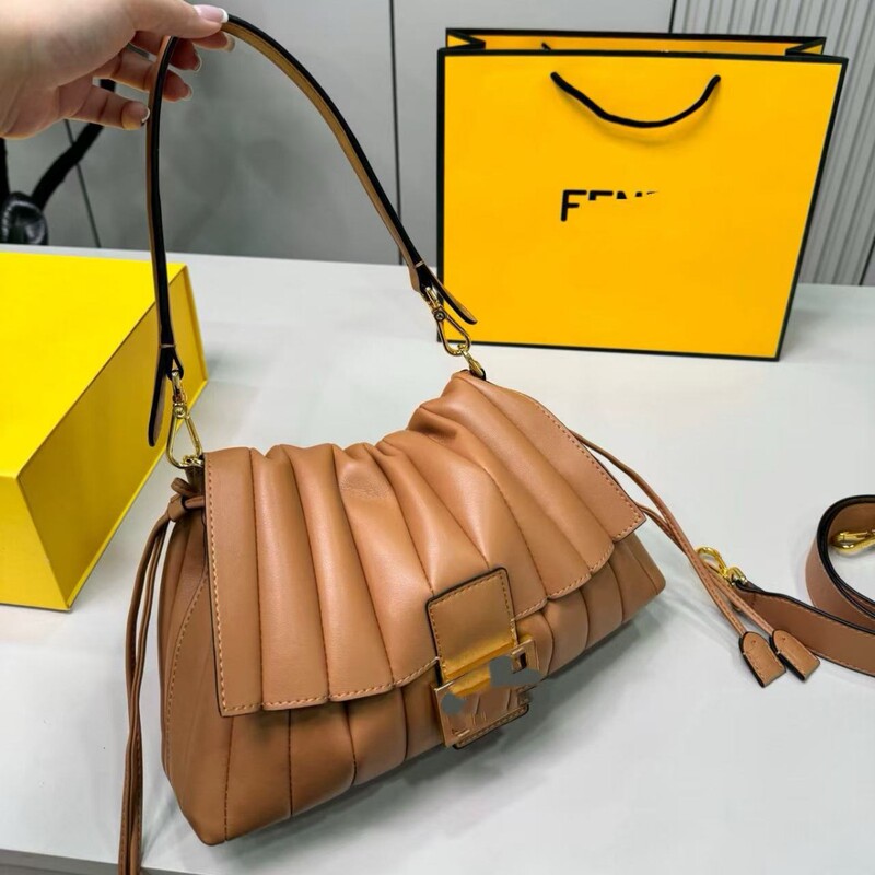 2026 New F-style Pleated Leather Shoulder Bag for Women, Fashionable Versatile Crossbody Bag, High-end Small Square Bag, Cross-border 2026 New F-style Pleated Leather Shoulder Bag for Women, Fashionable Versatile Crossbody Bag, High-end Small Square Bag, Cross-border