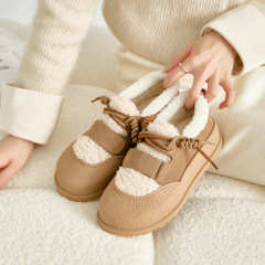 加絨棉鞋女真皮加毛加厚2023冬新款復古百搭毛毛鞋保暖厚底雪地鞋