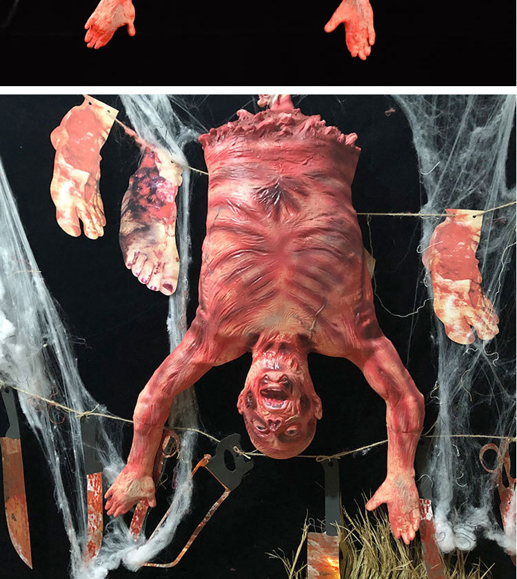 Halloween Hängende Leichen-Requisite, Künstlicher Totenleichnam aus Latex, Gruselige Dekoration für Spukhaus, Gartenparty, Horror-Requisiten ﻿ – Detail 10