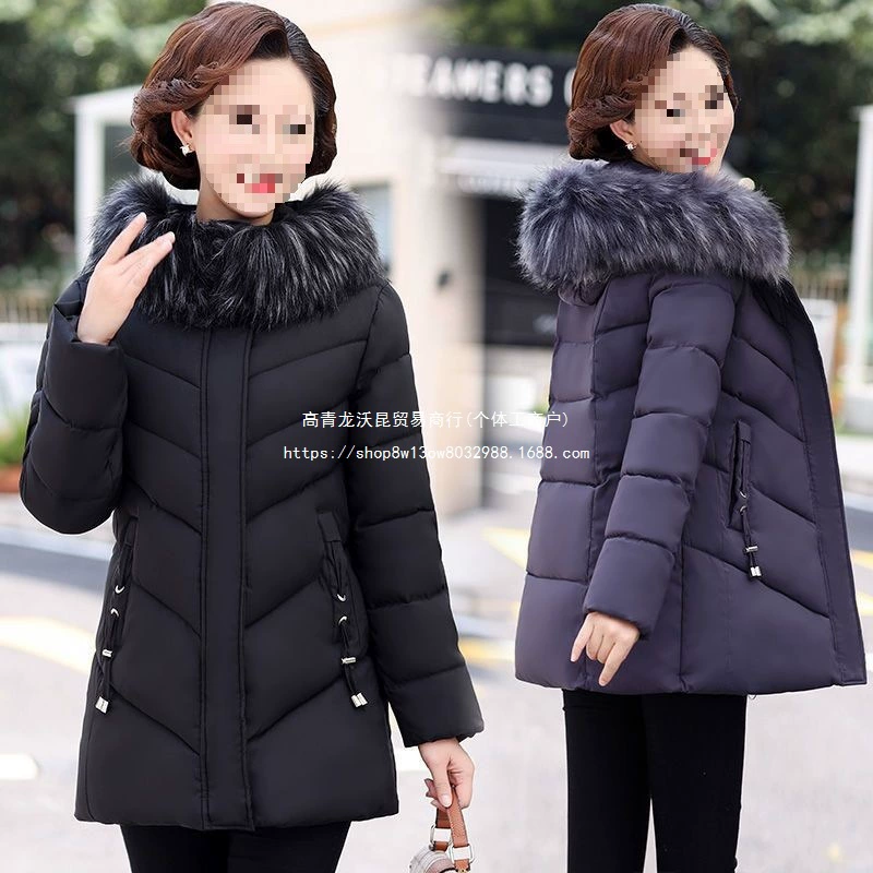 2024 новая осенне-зимняя женская хлопковая верхняя одежда средней длины, зимняя теплая хлопковая верхняя одежда с длинными рукавами и съемным меховым воротником
