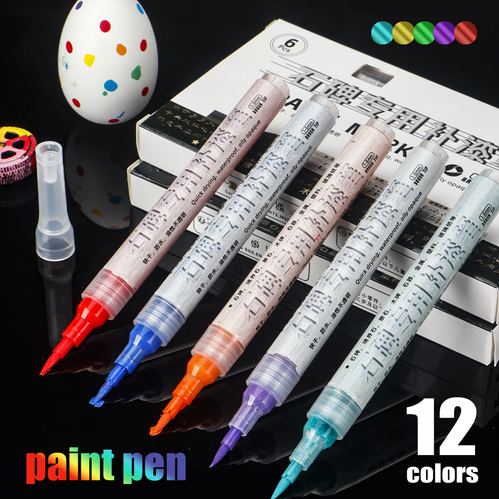 12 colores bolígrafo de pintura blando conjunto de cepillo aceitoso graffiti bolígrafo de pintura impermeable no desvanecido bolígrafo al por mayor