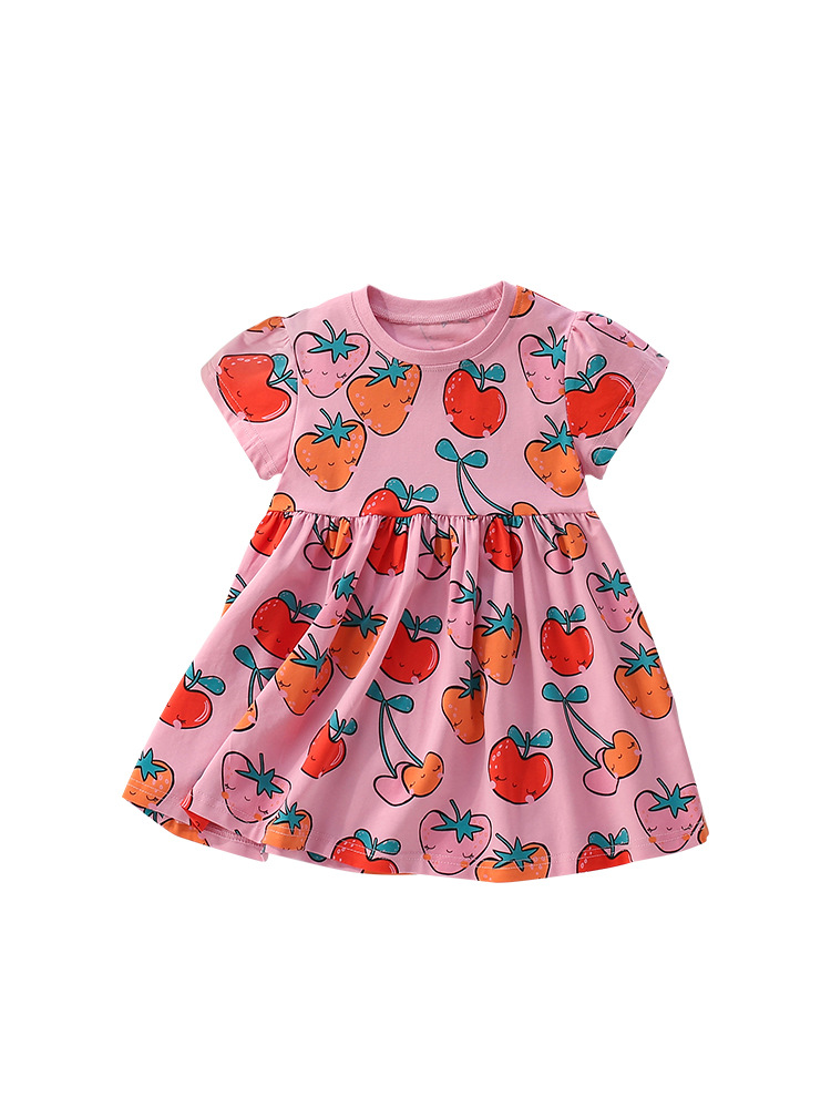 Falda de niña malwee transfronteriza verano nuevo vestido de niña de estilo occidental de cuello redondo de manga corta para niños pequeños y medianos europeos y americanos