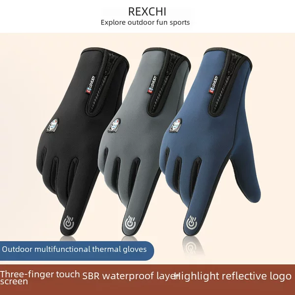 Cycling Gloves Winter Cycling Outdoor Sports Electric Motorcycle Gloves Ski Fleece-Lined Touch Screen Warm Gloves for Men