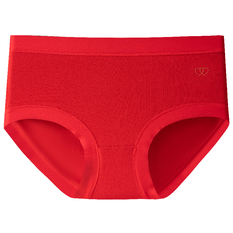 Año de nacimiento ropa interior de algodón de las mujeres entrepierna antibacteriana mediados de cintura sin costuras más tamaño pantalones cortos cabeza boda ropa interior roja
