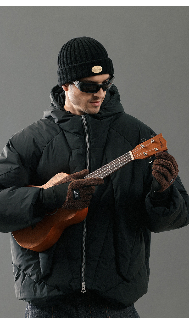 Men's autumn winter knitted plush thick warm outdoor sports cycling driving anti cold and windproof touch screen gloves_voghion.com