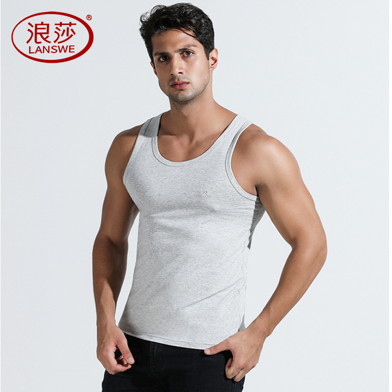 Longsha Men's Lycra Cotton Vest Pure Cotton Spring and Summer Base Shirt Sports Slim-fit Stretch Pure Cotton Fitness Vest for Men Longsha Men's Lycra Cotton Vest Pure Cotton Spring and Summer Base Shirt Sports Slim-fit Stretch Pure Cotton Fitness Vest for Men