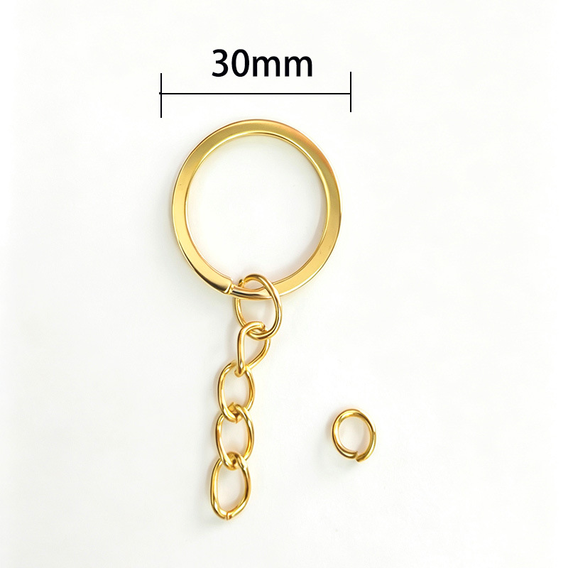 Accesorios de joyería llavero colgando cuatro cadenas llavero colgando anillo plano llavero colgante accesorios llavero abierto anillo