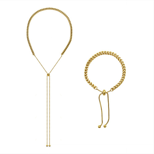 marka niche design tassel necklace for women pull buckle retro jewelry 18k gold cross-border best-selling titanium steel necklace