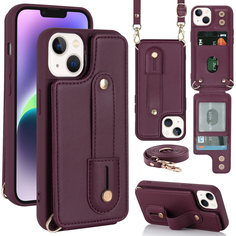 Suitable for iPhone16 Phone Case Apple Samsung Multifunctional Back Cover Card Holder Series Mobile Phone Leather Case 15