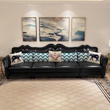 美式真皮沙发轻奢沙发客厅转角组合家具小户型复古头层直排沙发木