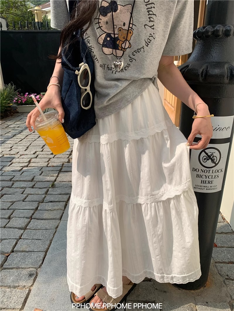 White lace summer design long skirt