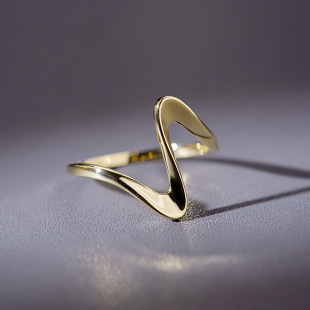18K/14K gold ring women's smooth geometric forefinger ring gold jewelry 30512