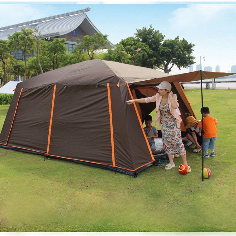 Two Rooms and One Living Room Rainproof Outdoor Tent 3-6-12 People Camping Style Picnic Sunshade Large Tent 096 All-Inclusive X20