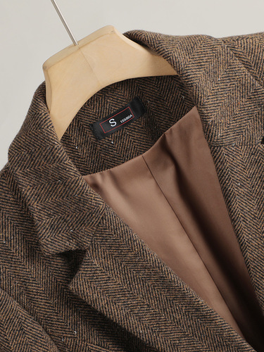 Coffee Brown Women's Spring and Autumn New Commuting Advanced Feeling Formal Short Waist Suit Jacket 1782