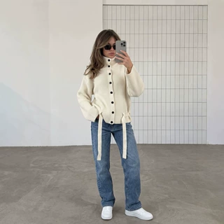 Belted Knitted Open Front Cardigan 跨境腰带厚实针织开衫外套