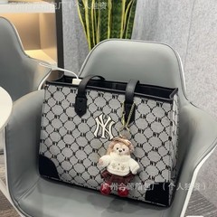 韩国MLB托特包NY刺绣通勤大容量满印字母手提包ny单肩子母包轻潮