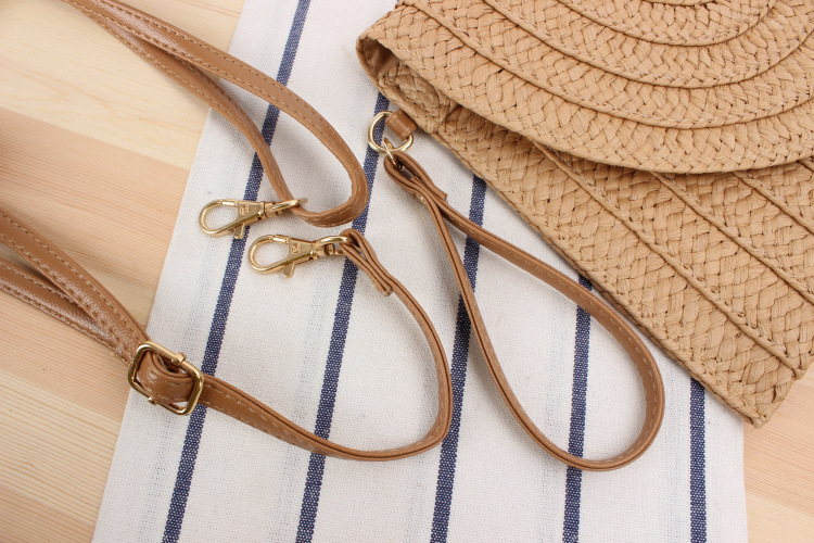 Women's Small All Seasons Straw Solid Color Vacation Square Magnetic Buckle Straw Bag display picture 3