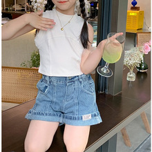 韩版时尚T恤新款夏装女童气质棉背心洋气儿童无袖T恤外穿上衣