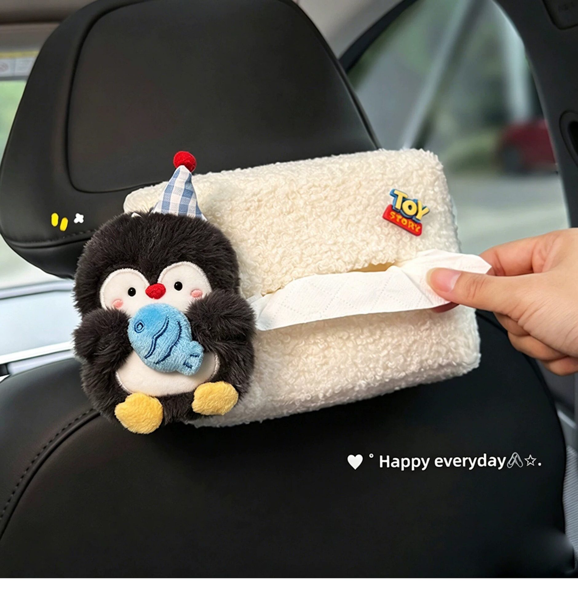 Cute Penguin Car Tissue Box 2026 New Model Rear Seat Headrest Hanging Style High-end for Women