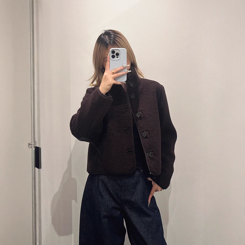 Cs Women's Standard Fit Funnel Neck Teddy Fleece Jacket High Collar Coat 2025 Autumn/Winter New Arrival 1310783001