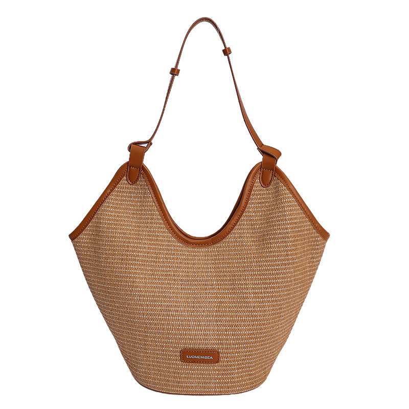 Geflochtene Stroh-einkaufstasche Für Damen, Strand-umhängetasche_voghion.com