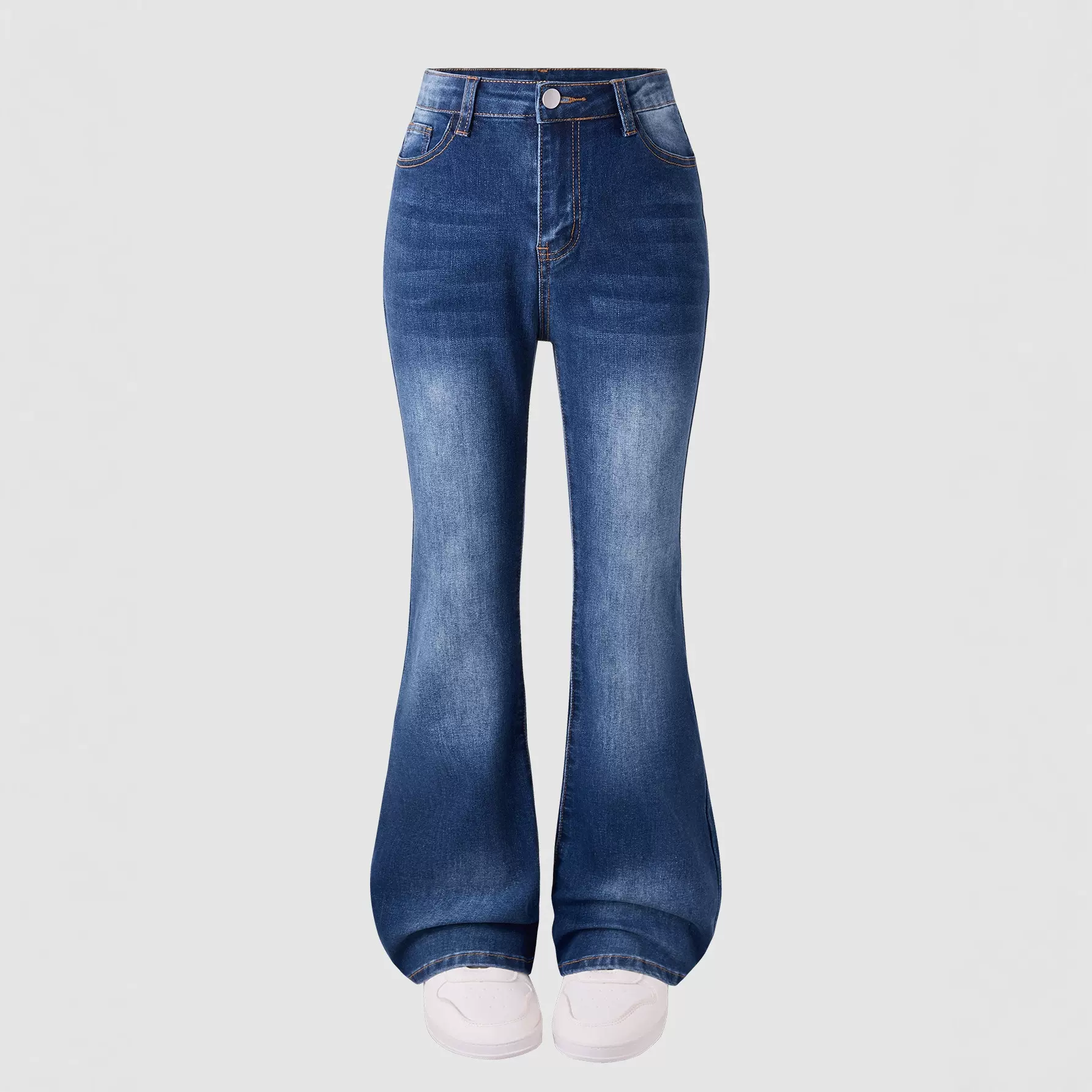 跨境专供欧美亚马逊青少年女孩时尚新款修身弹力喇叭牛仔裤潮牌