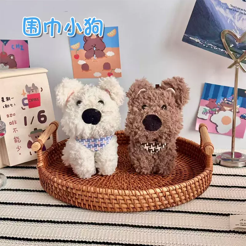网红西高地狗狗公仔可爱围巾狗狗钥匙扣毛绒玩具背包挂件玩偶批发