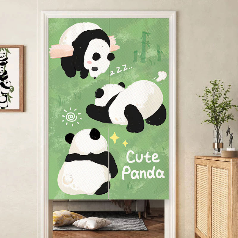 Cute Panda Home Door Curtain Bedroom Bathroom Partition Curtain Toilet Restroom Hallway Half Curtain