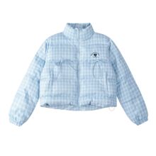 可爱格纹棉服2025冬季新款现货女面包服甜美百搭立领棉衣保暖外套