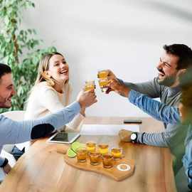 木质手柄盐边杯托鸡尾酒烈酒托盘创意实木烈酒杯架托盘红酒木托盘