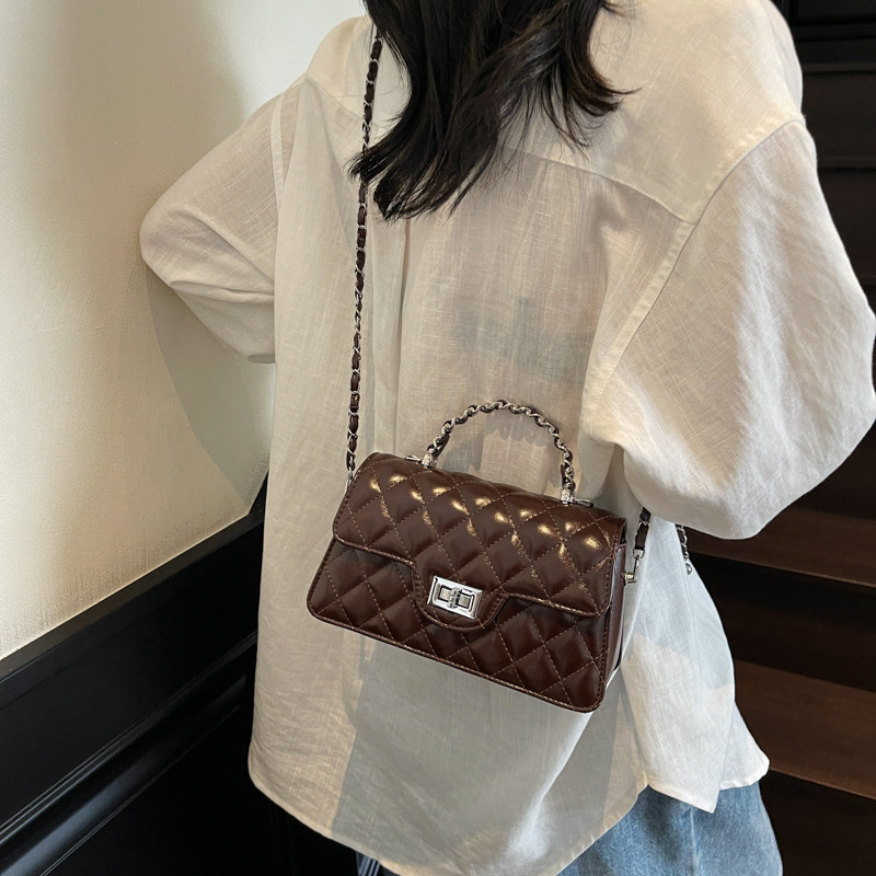 Cross-Border Rhombus Bag for Women, Spring and Summer Versatile Small Square Bag, High-End Shoulder Handbag, Fashionable Chain Crossbody Bag