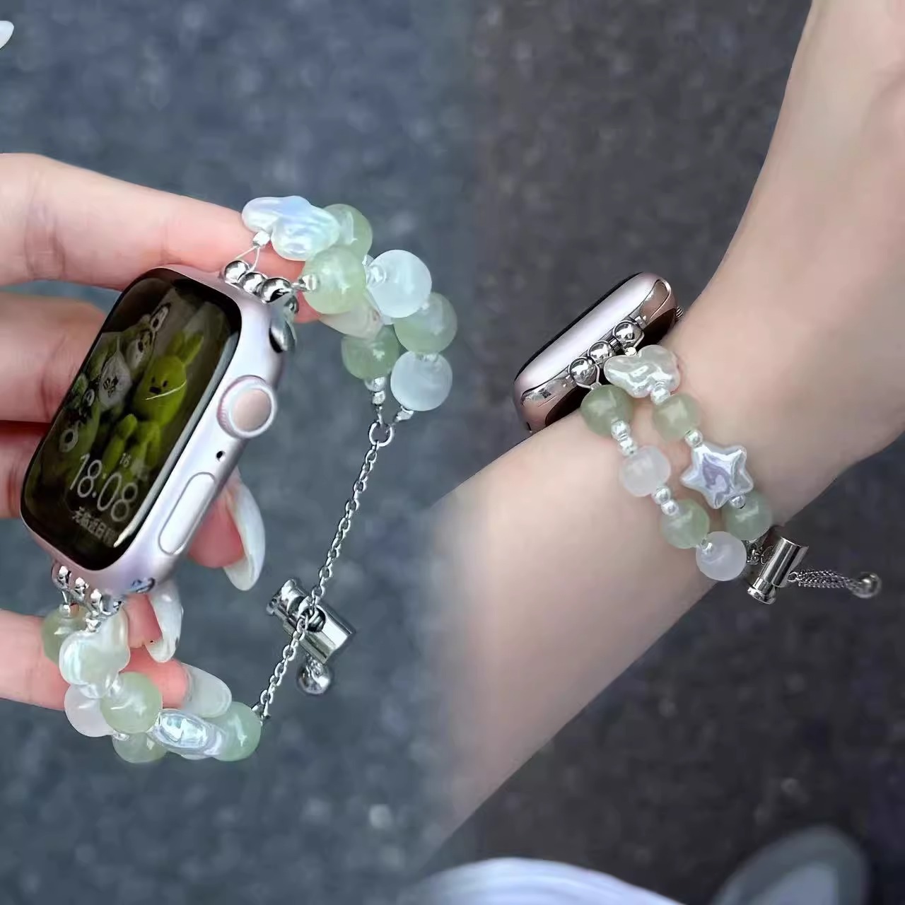 Baroque Pearl Jade Bracelet iwatch9 Strap for S8 Apple Watch with iwatch567se Women