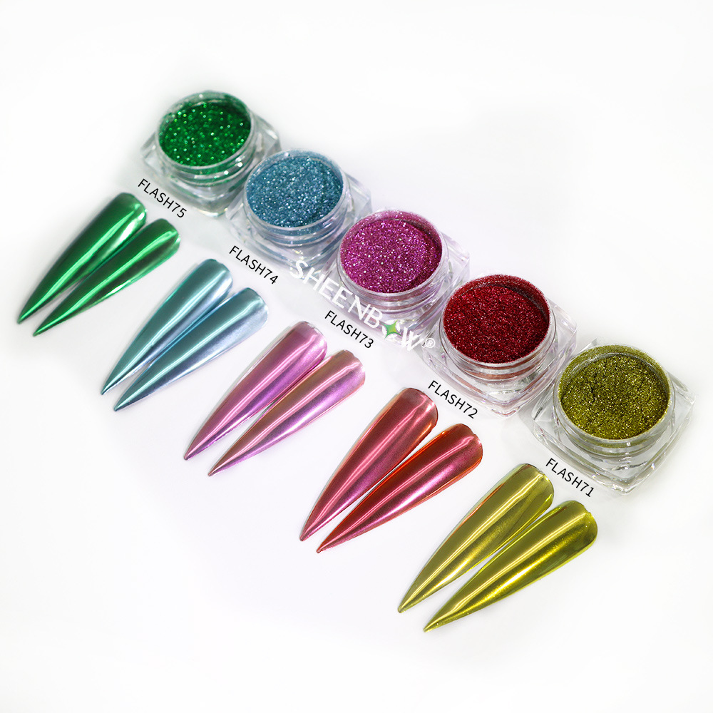 鑫铂9色新工艺金属硅钛全息镜面美甲胶细腻跨境魔镜亮面闪钛金粉