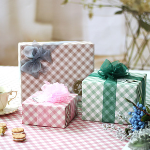 Matte White Cowhide Gift Paper Vintage Nostalgic Plain Elegant Fresh Size Plaid Birthday Universal Wrapping Paper