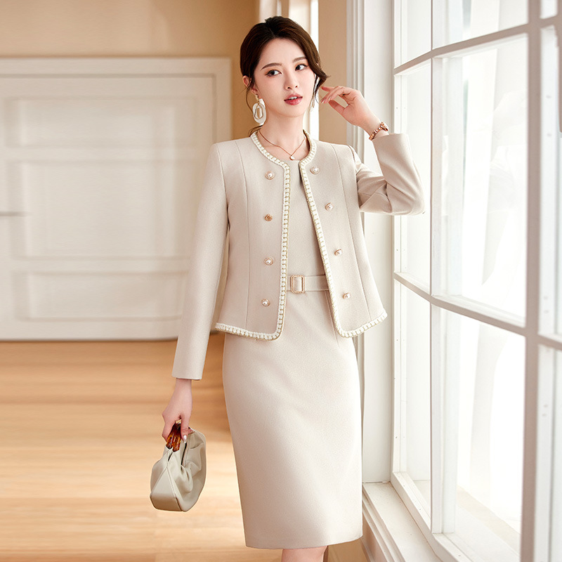 Autumn and Winter Suit suit Women's Small Professional Work Clothes Xiangfeng Short Suit Jacket dress Two-piece Set Korean