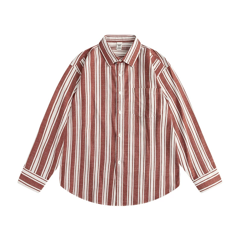 Новая осенняя модная полосатая свободная рубашка в гонконгском стиле больших размеров с длинными рукавами, молодежный топ, льняная рубашка, повседневная рубашка в японском стиле