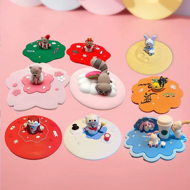 Силиконовая крышка для стакана с мультяшным рисунком, креативная PVC-кукла, пылезащитный чехол, по индивидуальному заказу