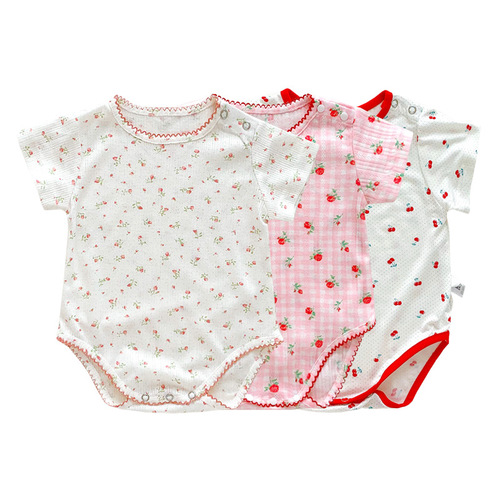 Baby Summer Thin Packing Clothes Newborn Clothes Floral Baby Girl Jumpsuit Summer Hundred Days Knitted Harness