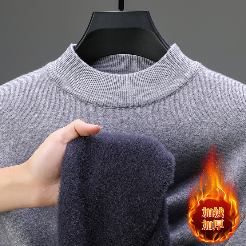 Velvet knitted keep warm solid color base body-friendly sweater