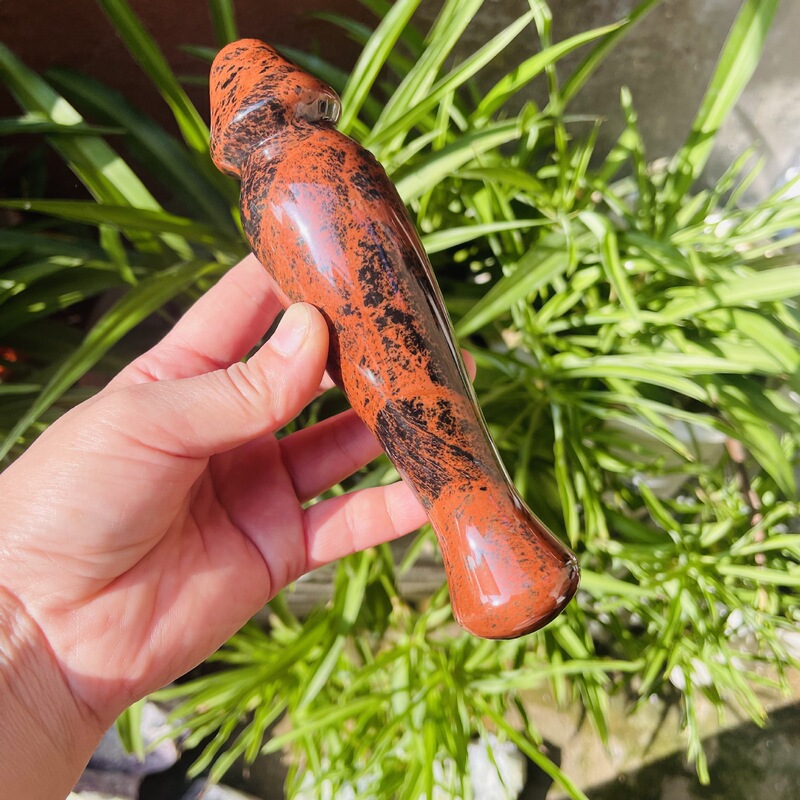 天然红曜石原石雕刻打磨水晶按摩棒摆件 图 3