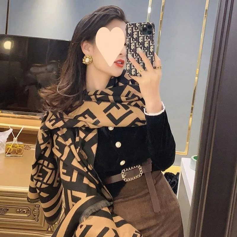 Зимний шарф, двусторонний осенний универсальный тепловой плащ с буквами