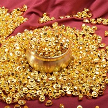 厂家批发合金招财小元宝中式黄铜一桶金礼品装饰沙金金元宝工艺品
