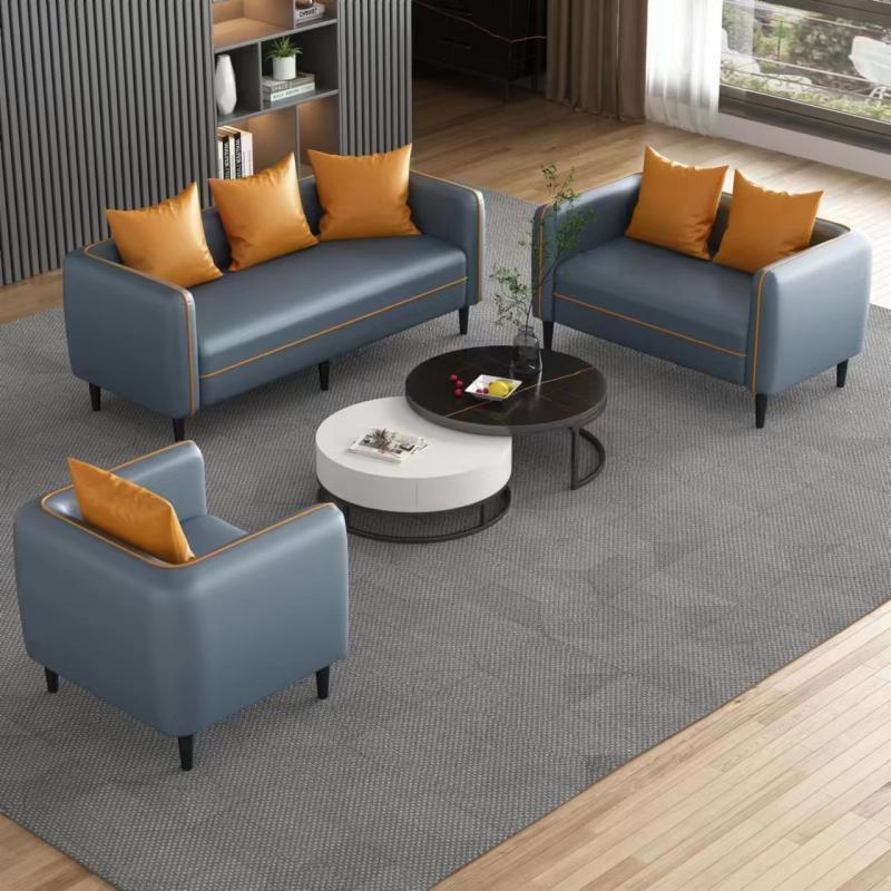 沙发小户型商务客厅现代简约台球厅理发店办公出租房免洗真皮沙发